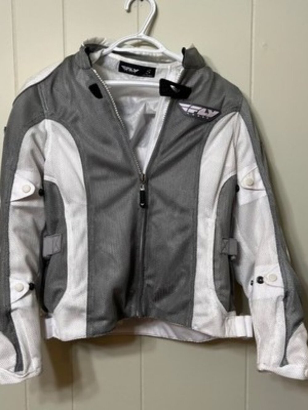 FLY Racing Women's Motorcycle Jacket Mesh Lined Elbow Pads Gray White Size S